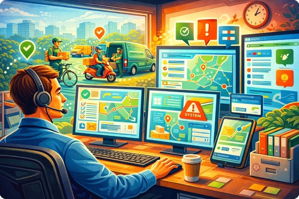 Porterchain operations: dispatcher with real-time tracking and delivery fleet oversight.